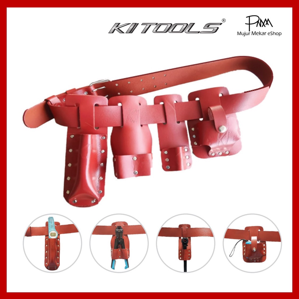 KI TOOLS 5-in-1 LEATHER SCAFFOLDING TOOL BELT + POUCHES