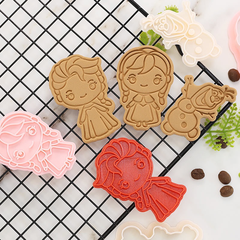 cartoon Frozen series Cookie Cutter biscuit Mold Cute Olaf Anna Elsa Cookie Mold fruit steamed bread baby auxiliary food cutter mold DIY baking tools