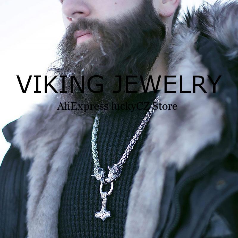 Nordic Viking Celtic Thor Hammer Necklace Good Luck Amulet Silver Color Pendant Men's Viking Jewelry Manly Necklace