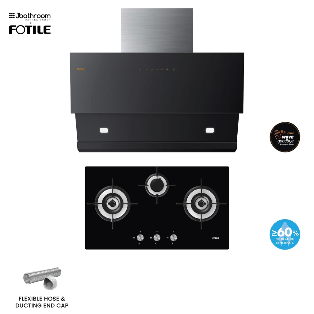 FOTILE JQG9031 Chimney Hood + FOTILE GHG78312 Super Flame Series Built ...