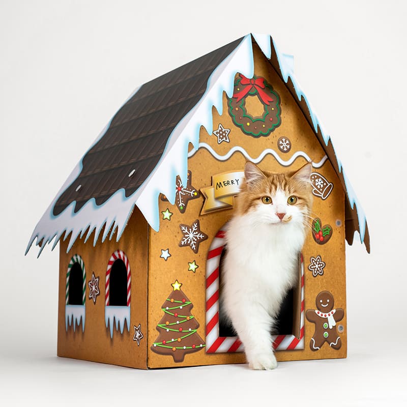 Gingerbread House Cat Scratcher House Sarang Kucing Rumah Roti Halia