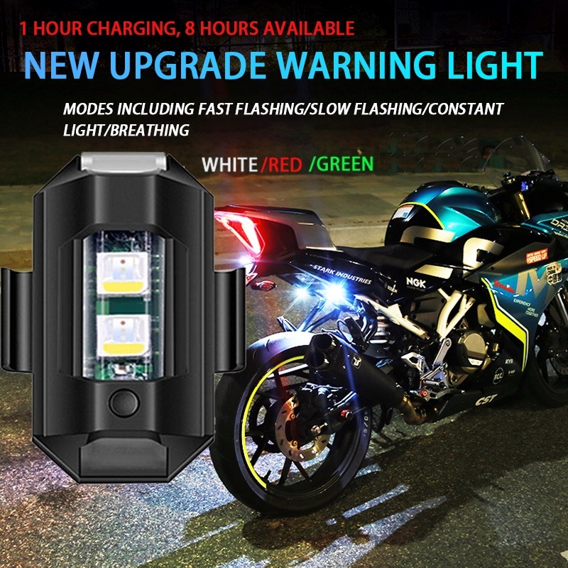 LED Strobe Light Signal Light Motorcycle Rechargeable LED Tail Light