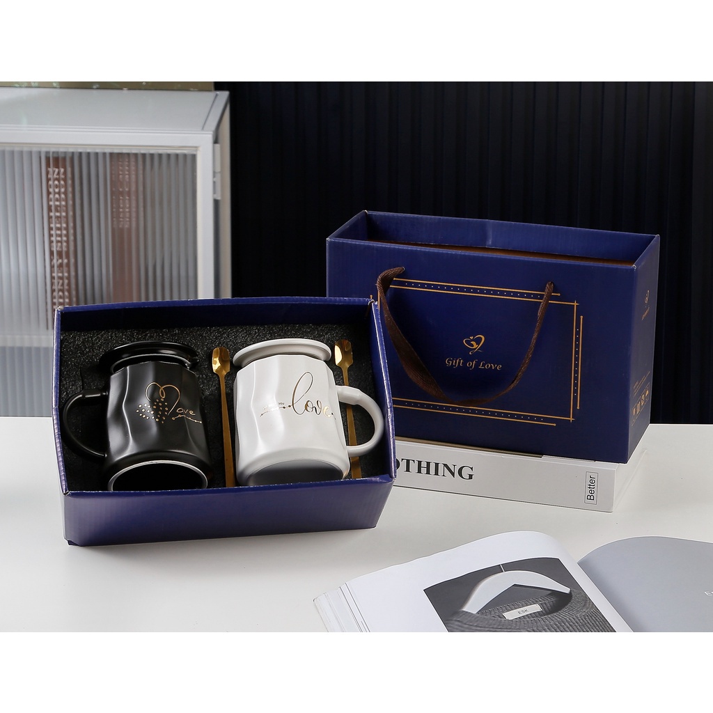 [EONMIR] Creative European Ceramic Cup LOVE Couple Cup Coffee Cup Set