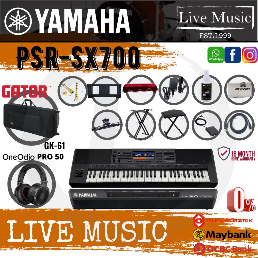 Yamaha PSRSX700 61key Arranger Workstation With Headphone, Pedal