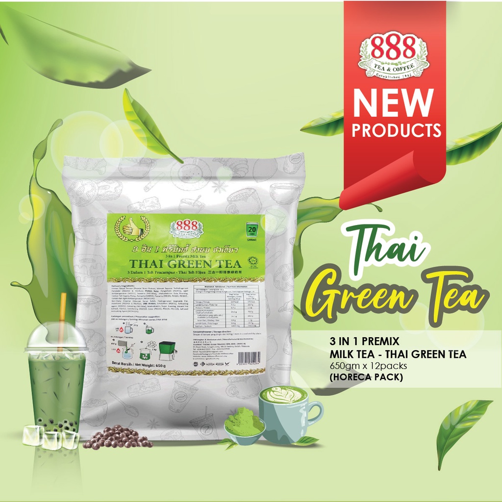 888- 3IN1 PREMIX MILK TEA - Thai Green Tea - 650g