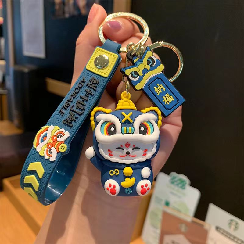 Creative Keychains 2024 New Year of the Tiger Lucky Cat Pendant Cartoon Acrylic Plastic Bag Lanyard Ornaments Lucky Jewelry