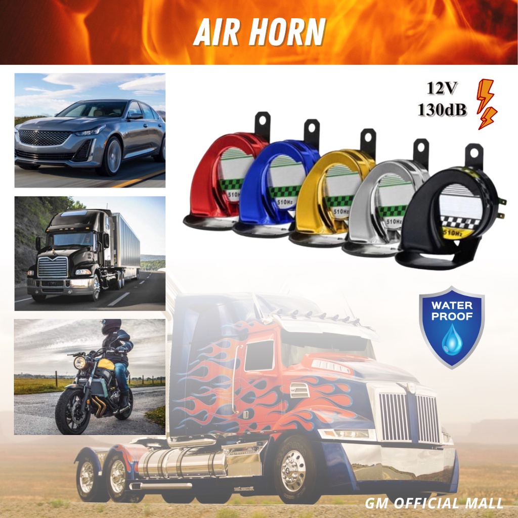 CAR 510HZ AIR HORN Waterproof Snail 12V Motorcycle Kuat Bunyi Hon Angin Hon Siput Kereta Motosikal