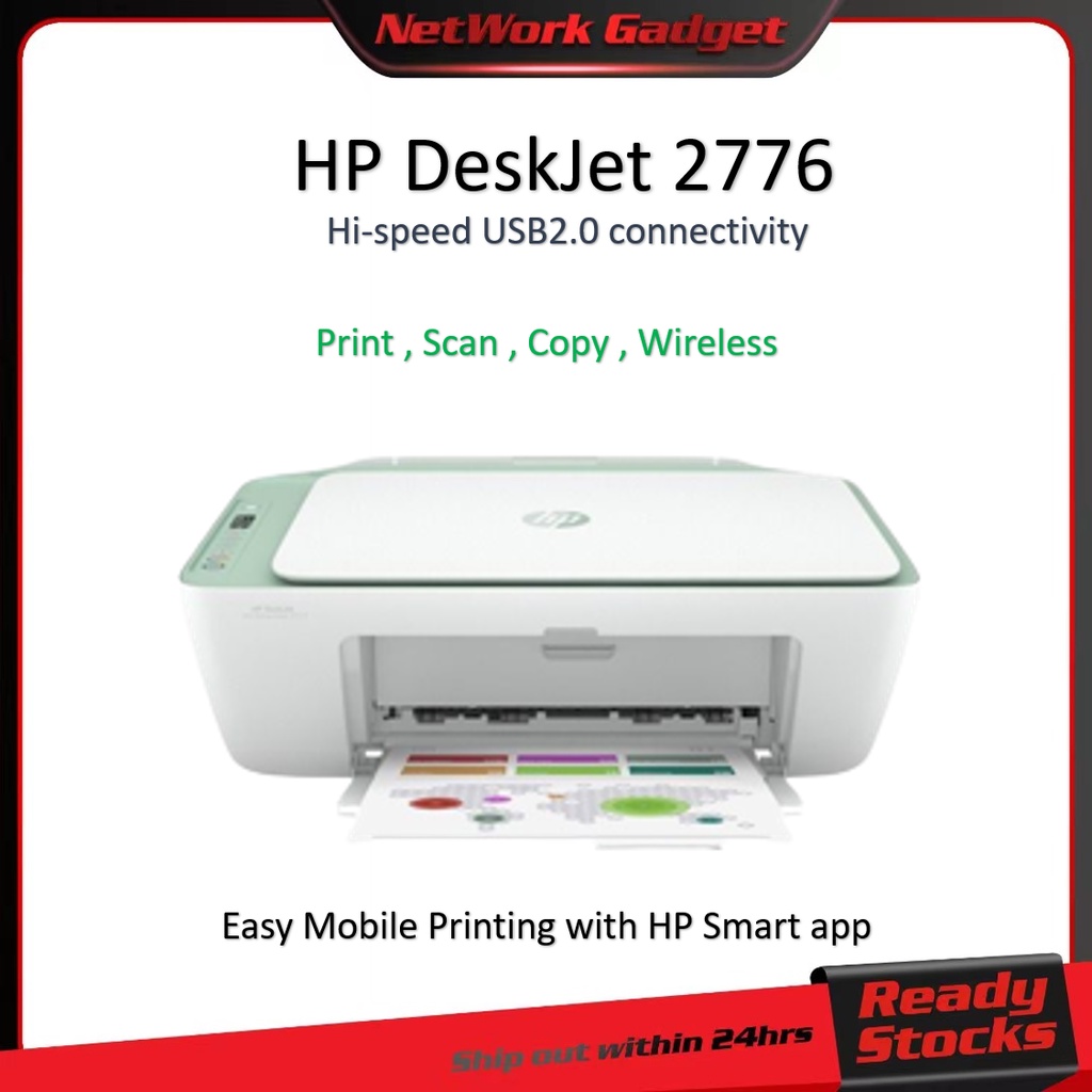 Hp Printer 2776 (7fr28b) Deskjet Ink Advantage All In One Printer Wifi 