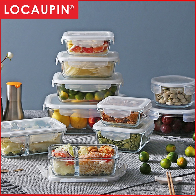 Locaupin Glass Container Plastic Lids ,Leak Proof Lunch Box ...