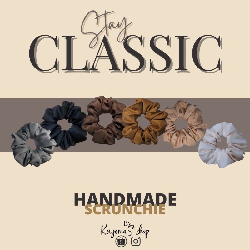 SCRUNCHIE HANDMADE READY STOK (STAY CLASSIC) DULL SATIN HAIR SCRUNCHIE