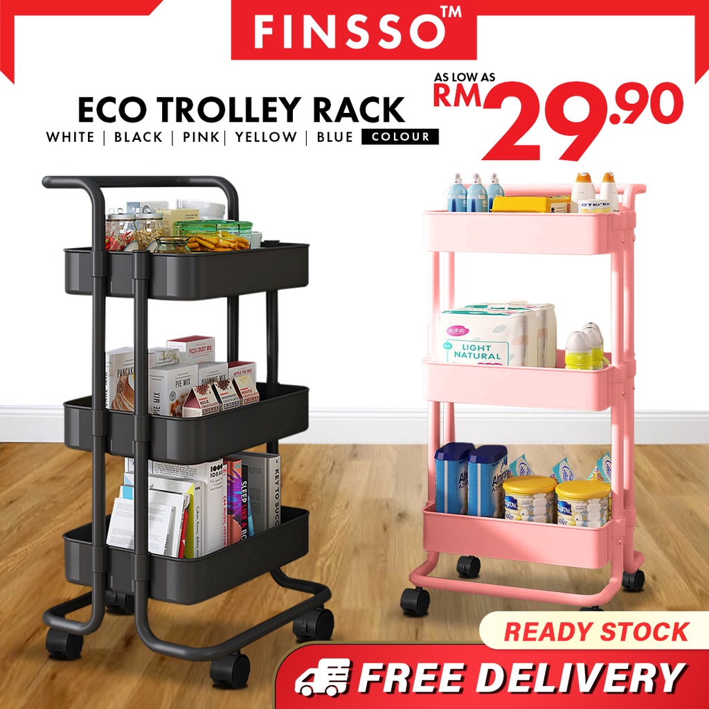 FREE SHIPPING!!! Echo 3 Tier Trolley Trolly Storage Rack Office Shelves Kitchen Rack Book Shelving Toys