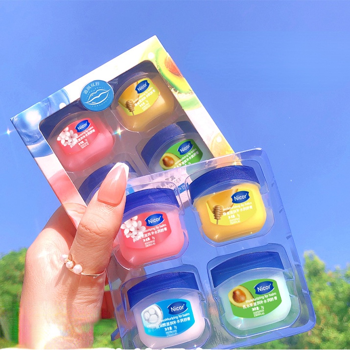 4color Vaseline Lip Balm Lip Mask Lip Balm Set Moisturizing Removing