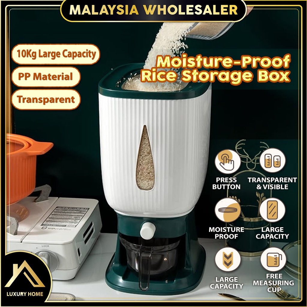 PREMIUM & GRANDED 10KG Automatic Rice Storage Dispenser/Bekas Beras 米桶 FREE Measure Cup L60MS Rice Dispenser