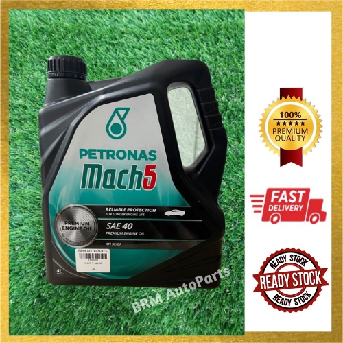 PETRONAS MACH 5 SAE 40 PREMIUM ENGINE OIL 4L MINYAK HITAM KERETA LAMA