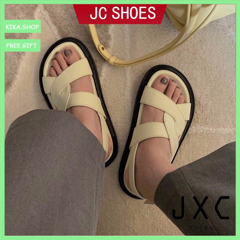 RAYA! 220909✔Ready stock✈Jcshoes✌Fashion buckle sandals with platform cross straps