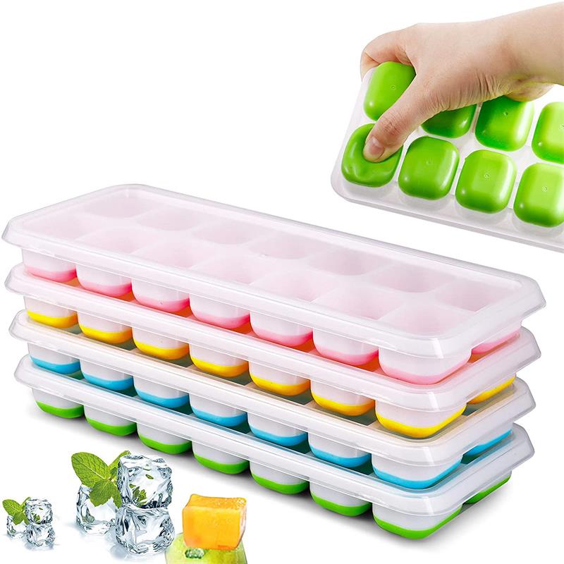 🔥Ready Stock🔥Silicone Ice Cube Maker With Lid 14 Holes Mold Container Kitchen Tools