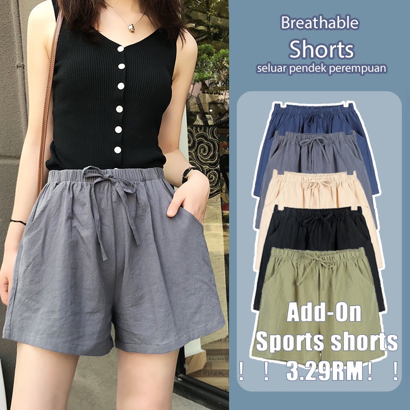 linen shorts Cotton Casual Shorts pants Women Short Pants women celana pendek wanita seluar
