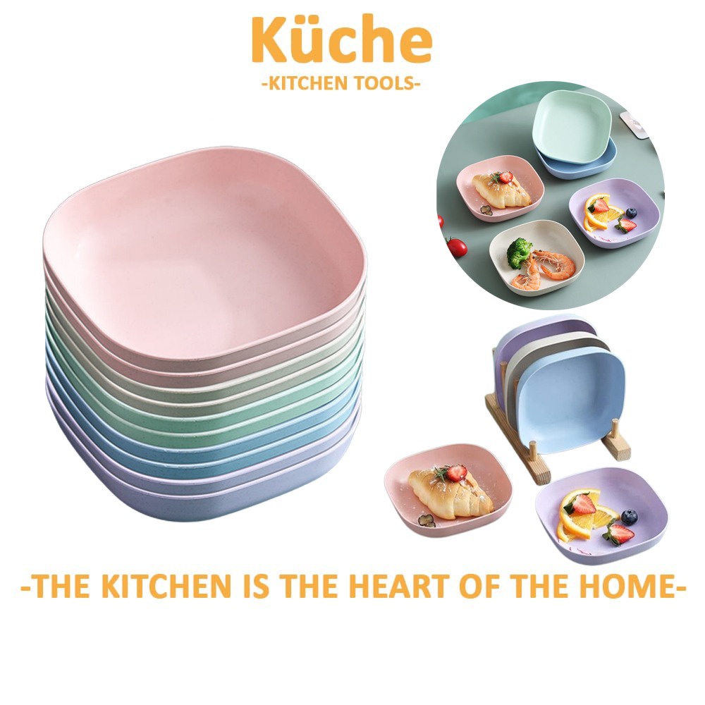 KUCHE Square Plate Tableware Plate Flavor Plate Dishes Wheat Straw Plate Fruit Dried Fruit