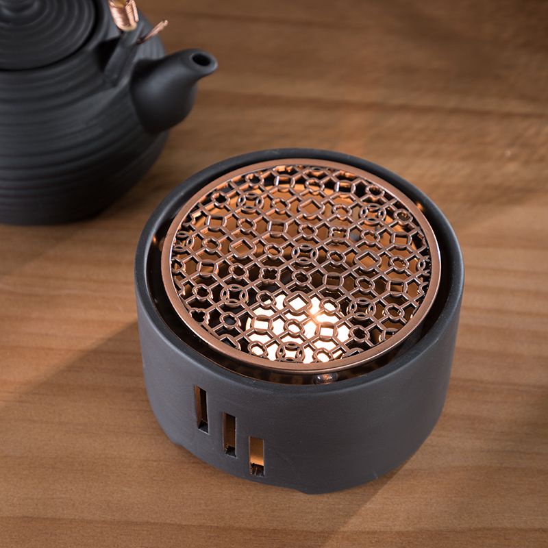 Retro Crude Pottery Warm Tea Stove Candle Heating Base Tea Making Tea Stove Grilled Tea Stove Tea Making Pot Tea Warmer Kung Fu Tea Ceremony Zero Matching Metal