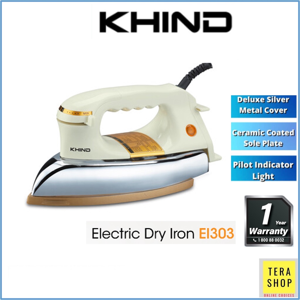 Khind EI303 Electric Dry Iron with Ceramic Sole Plate & Metal Cover