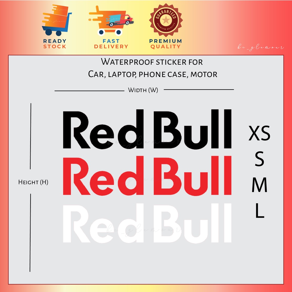 Red Bull Sticker Reflective energy drink kereta stiker pantulan motogp
