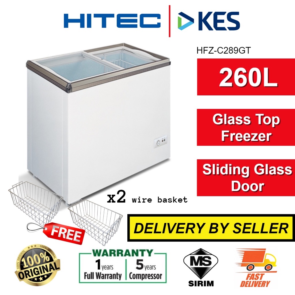 HITEC Glass Top Freezer 260L HFZC289GT Sliding Glass Door Ice Cream