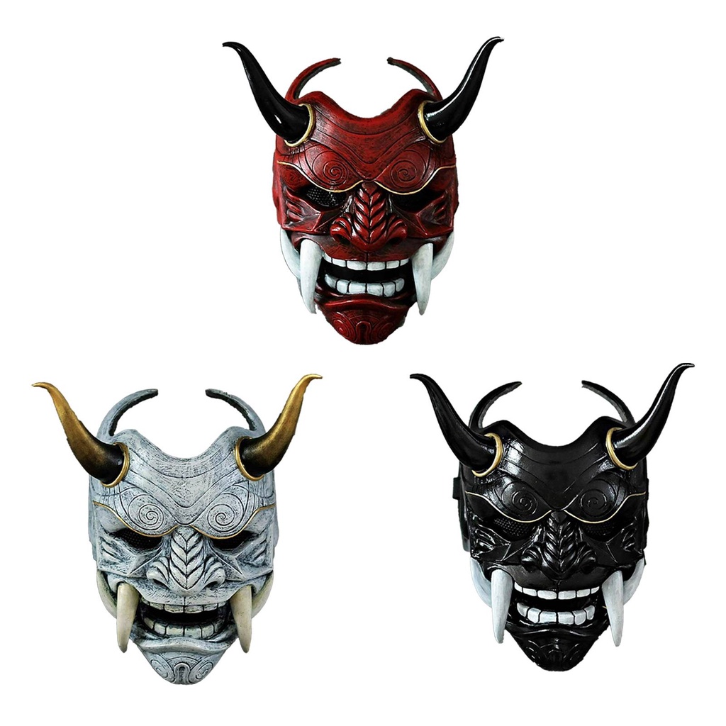 Adult Unisex Halloween Face Masks Japanese Hannya Demon Oni Samurai Noh