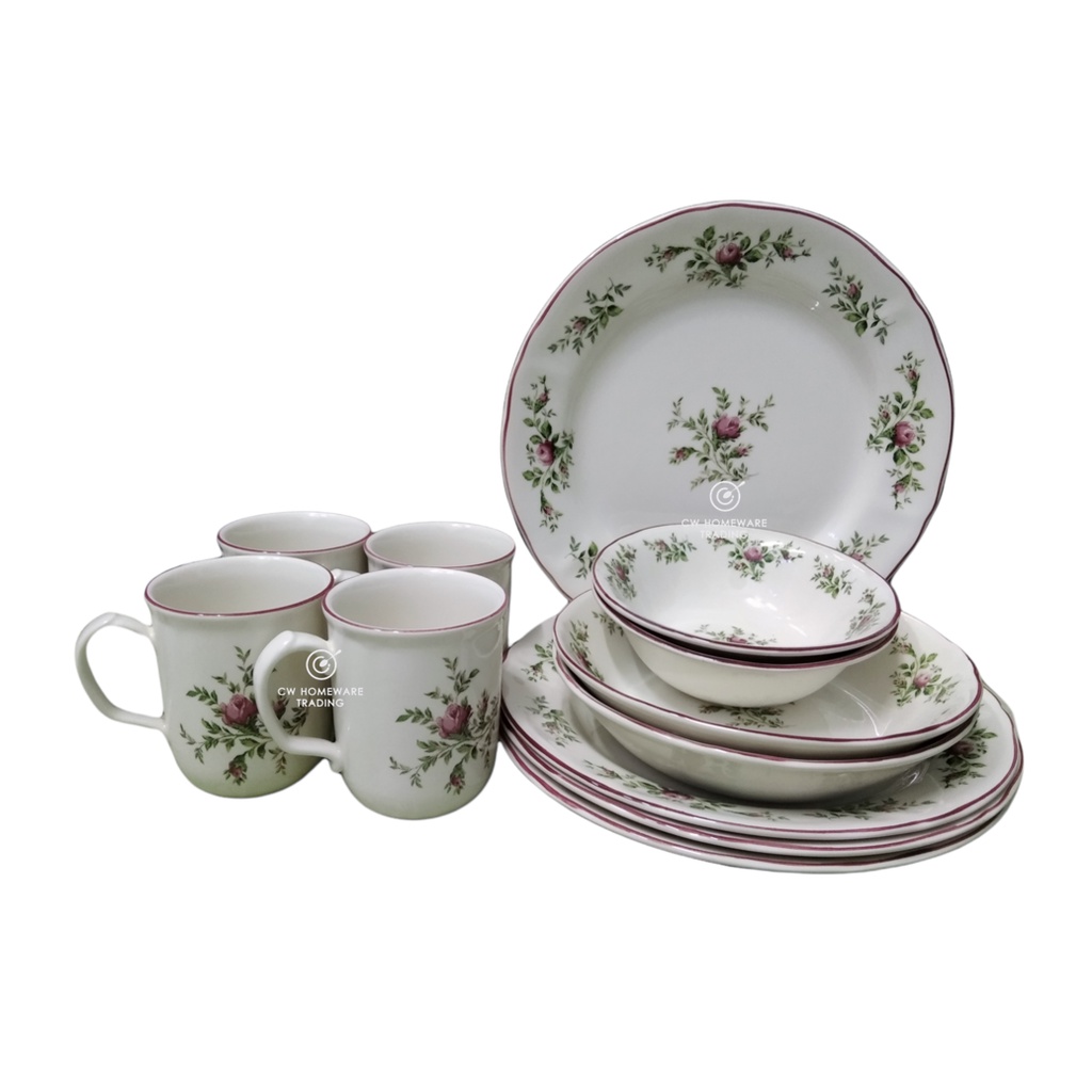 Claytan 206FS Moss Roses 4/8/12Pcs Single&Couple&Family Set Set Pinggan Mangkuk | Set Hidangan | Dinnerware Set