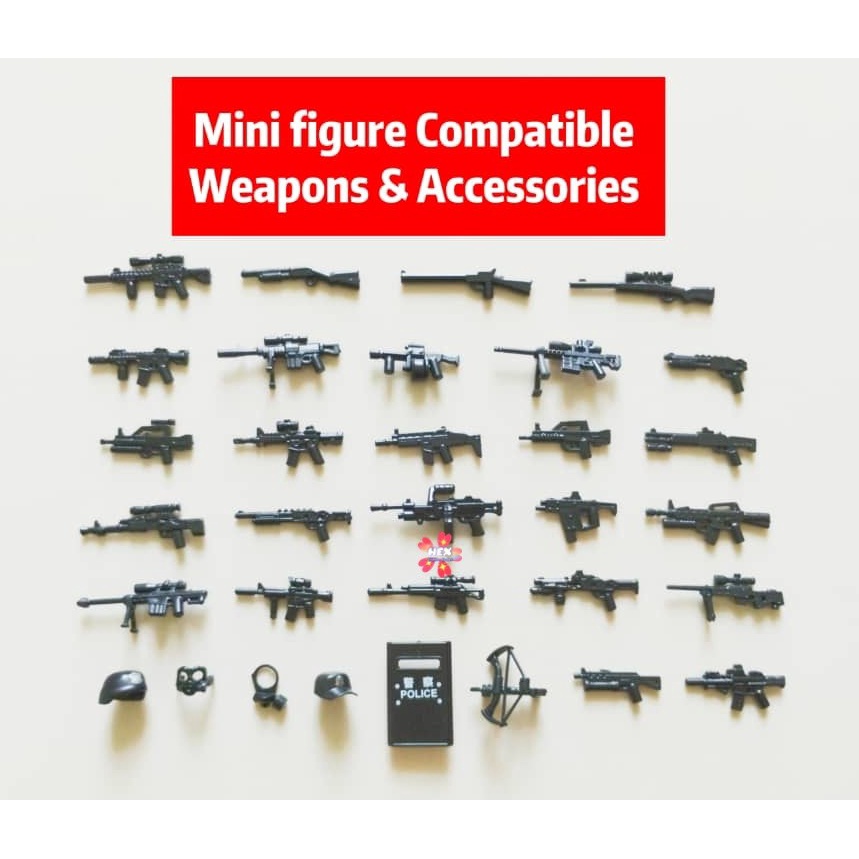 (Penang Ready Stock) Compatible Minifigures Scale Weapon Action Figure Accessories Gun Army Military Toy Mini Blocks