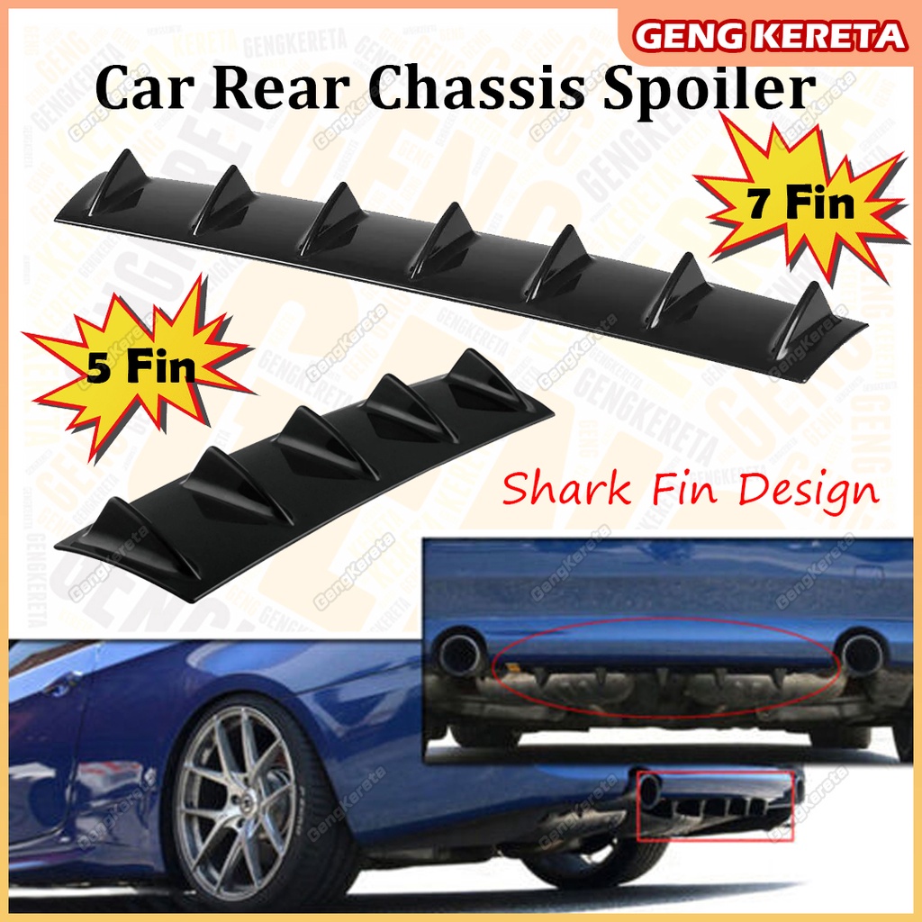 Universal Rear Bumper Chassis Spoiler Shark Fin Deflector Black Abs