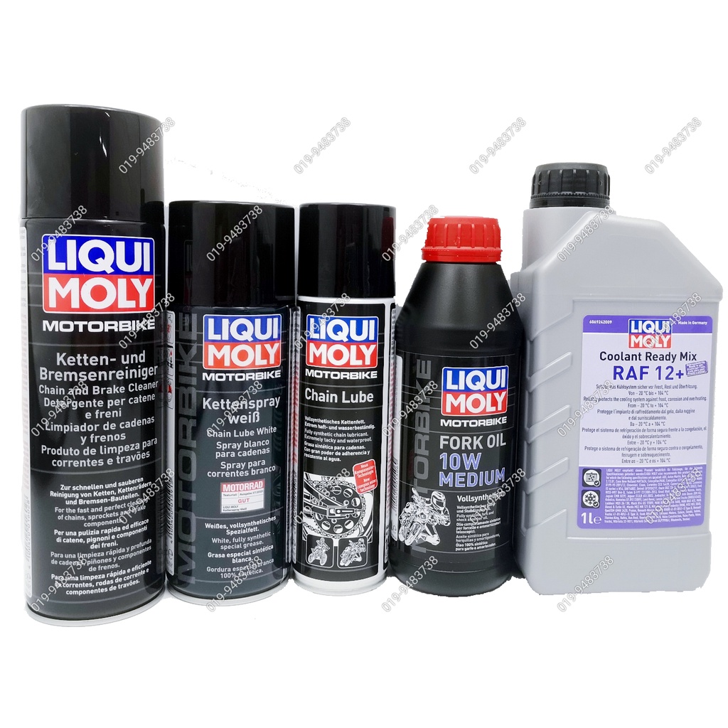 LIQUI MOLY Chain Cleaner Lube White Fork Oil 10W Medium Coolant Ready