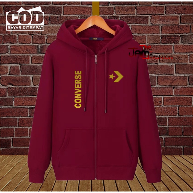 Cod Promo Distro Zipper Jacket Conv3r Tega Quality Gold Premium Quality Sweater Writing Sweater Words Hoodie Screen Printing