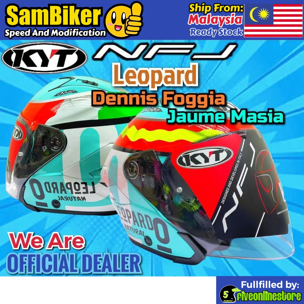 KYT NFJ Helmet Dennis Foggia Jaume Masia Leopard X Series 100 ORIGINAL Double Visor NFJET Open