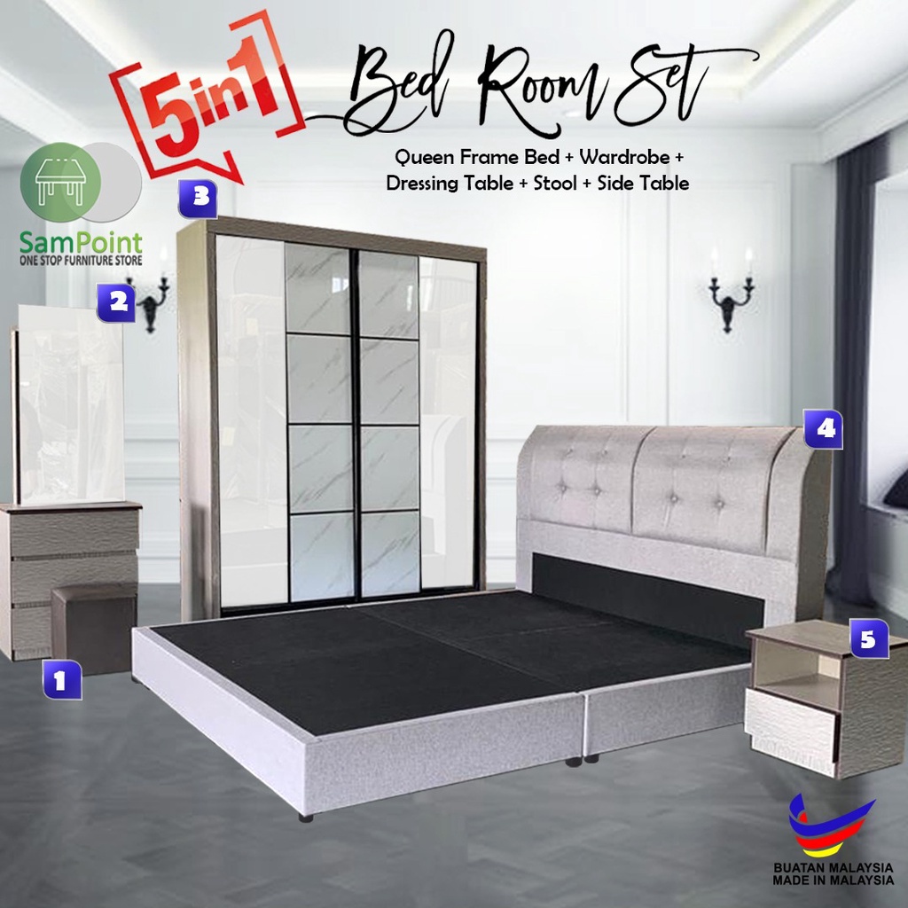 SamPoint Room Set 5 feet / Set Bilik Moden / Set Bilik Murah / Bedroom ...