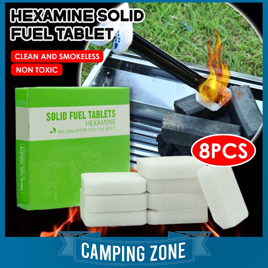 8Pcs Alcohol Fuel Tablet Charcoal Fire Starter Camping Foldable Solid Fuel Stove Hexamine Solid