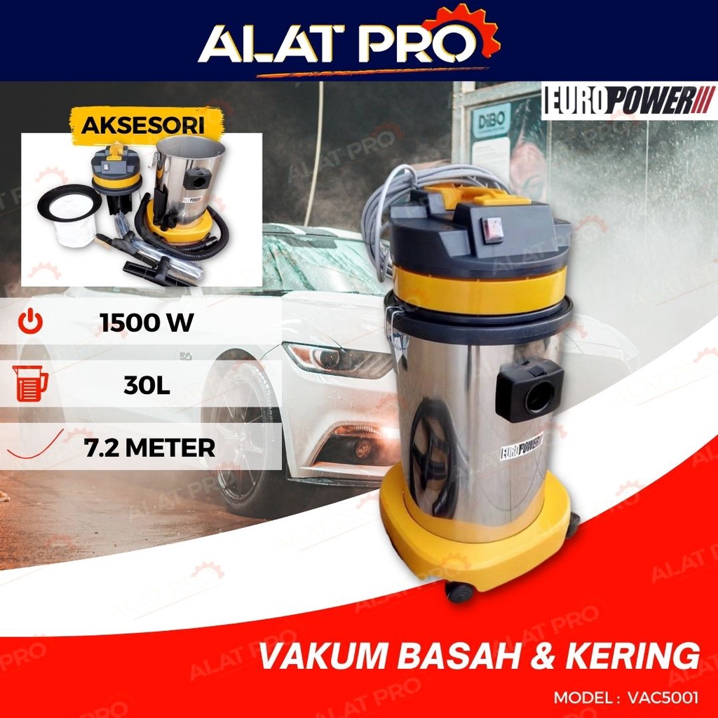 EuroPower Industrial Vacuum Cleaner Vakum Basah Dan Kering 1800W