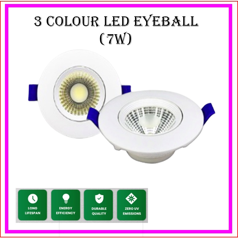 LED EYEBALL 7W RECESSED COB LED SPOTLIGHT DAYLIGHT/COOL WHITE/WARM ...