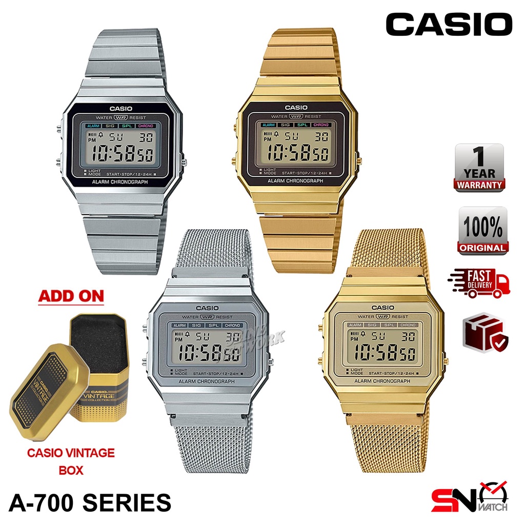 Casio Vintage A700W A700WG A700WM A700WMG Digital Stainless Steel Band ...