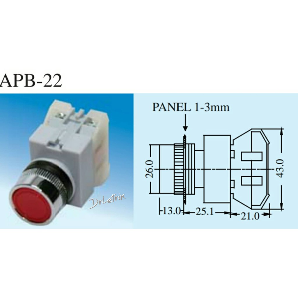 CIKACHI APB FLAT HEAD PUSH BUTTON SWITCH 22MM (1a1b) | Shopee Malaysia