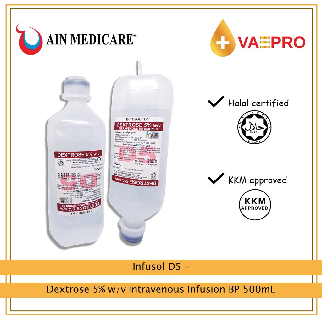 Infusol D5 Dextrose 5 w/v Intravenous Infusion BP 500mL Shopee