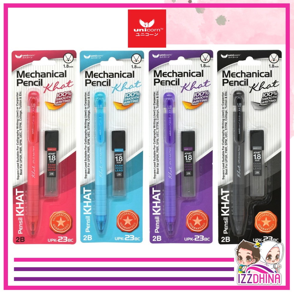 Unicorn 2B Mechanical Pencil Khat | Unicorn 1.8mm Pensel Khat + Lead