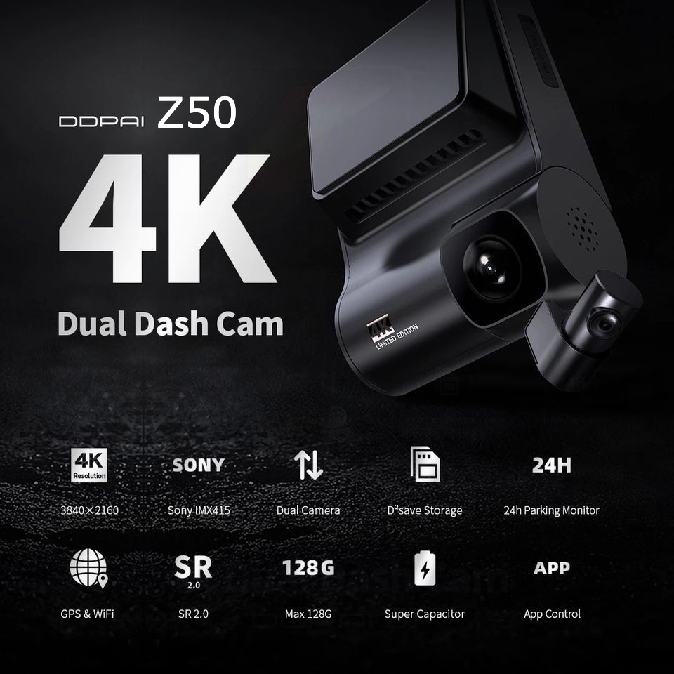 Z50 DDPAI 4K Resolution Dashcam 2160P 25FPS IPS Monitor WiFi GPS