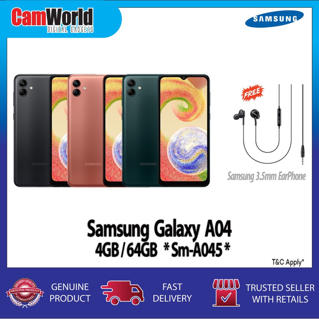 Samsung Galaxy A04 ( SM-A045 ) ( 4GB +64GB ) With 3.5MM | Shopee Malaysia
