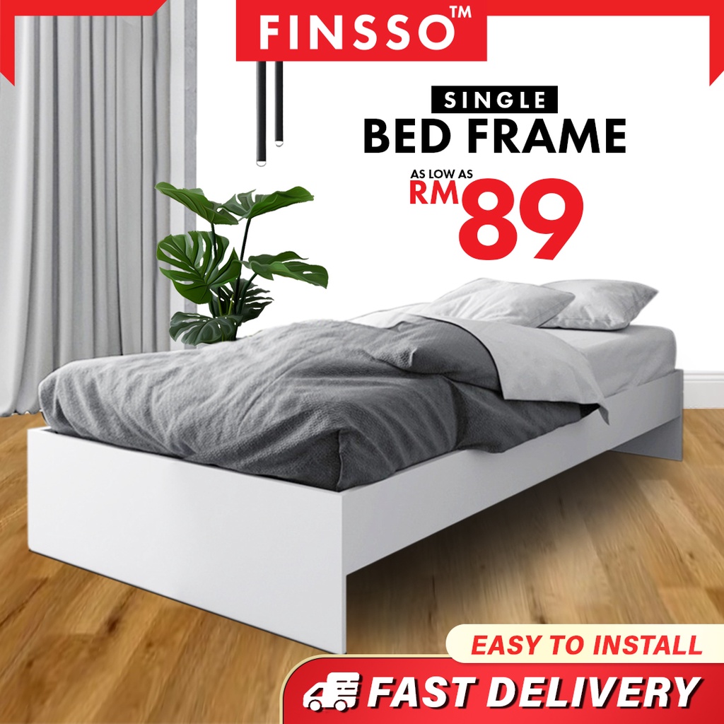 READY STOCK FINSSO : Classic Wooden Single Bed frame / Katil