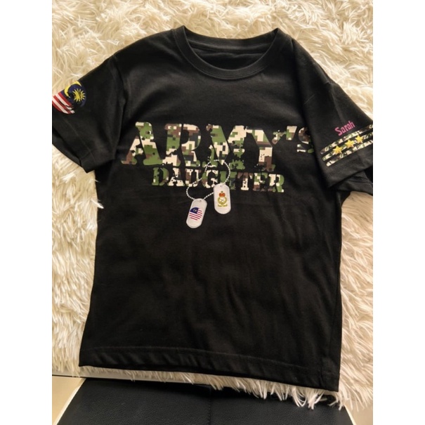 Kids Army shirt army daughter army son custom made shirt with dog tag