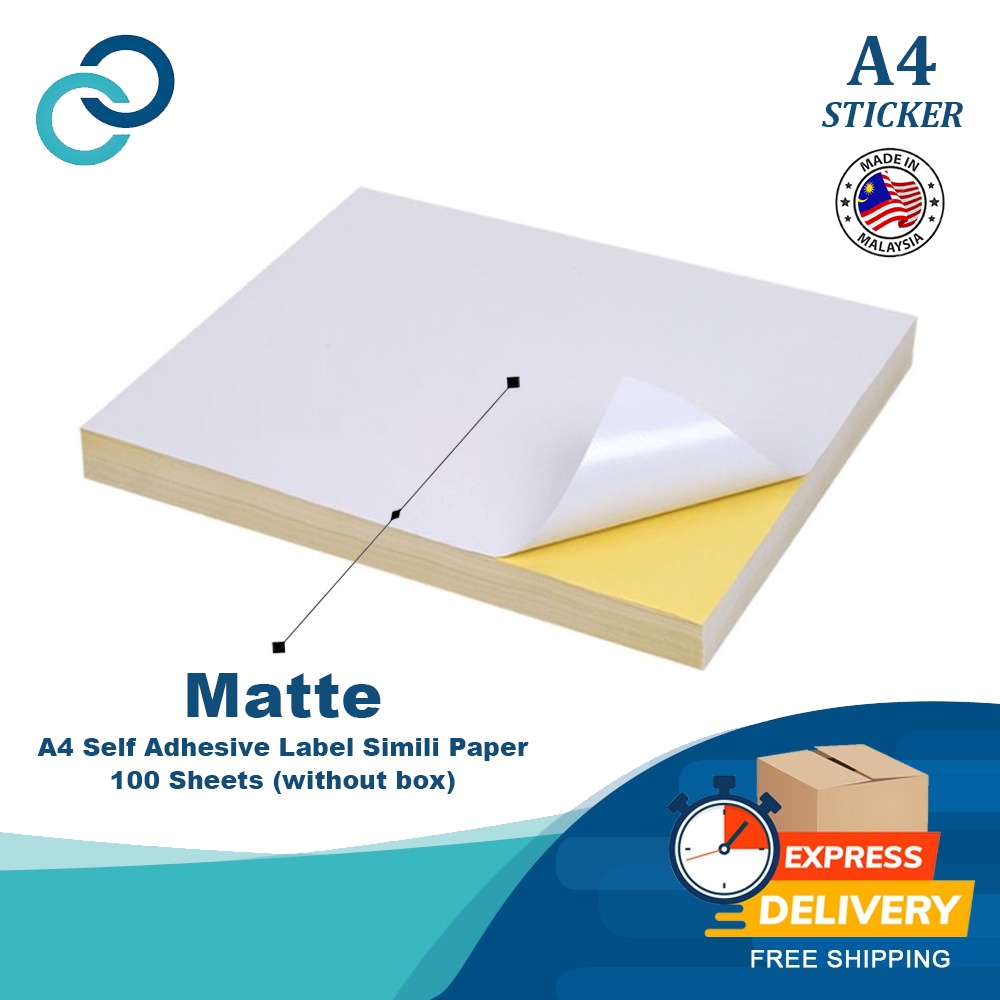 A4 Self Adhesive Label Simili Paper 100 Sheets Matte (without box ...