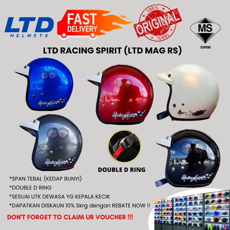 LTD Racing Spirit Helmet With White Cap (LTD MAG RS 3 Button) -TIDAK ...