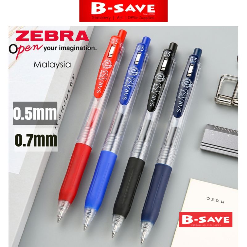 Zebra Sarasa Clip Gel Pen 0.5mm / 0.7mm Black Blue Red (Water based)