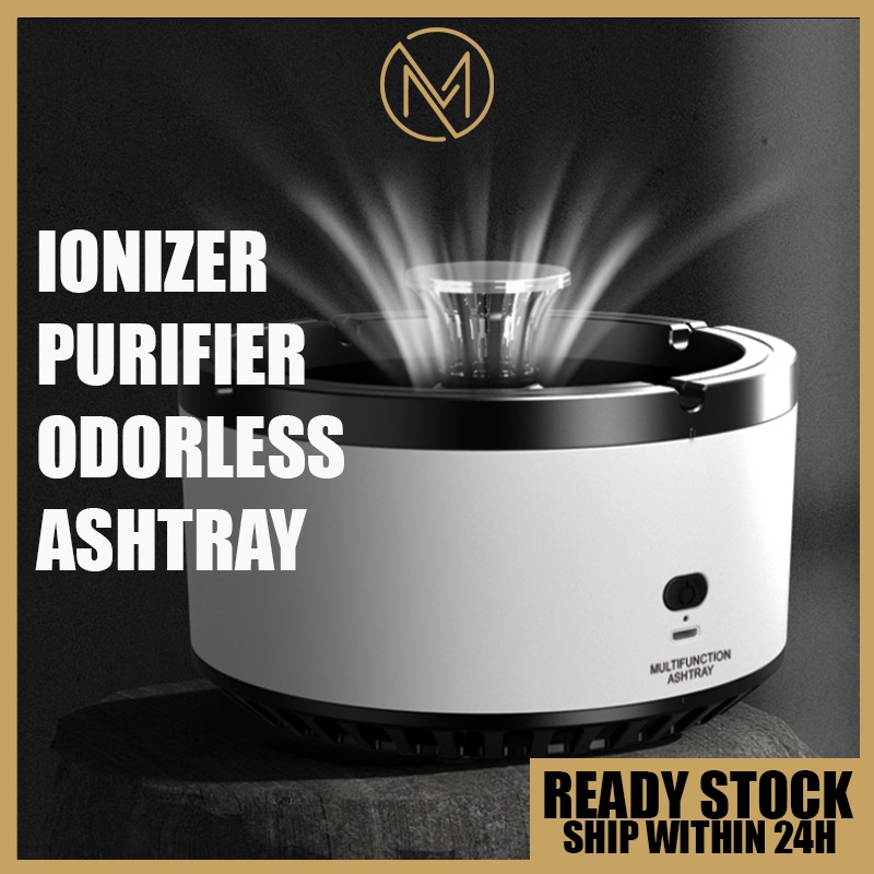 Rechargeable Ionizer Purifier Odorless Ashtray Air Purifier Electric Battery Smoke Remover Ready Stock