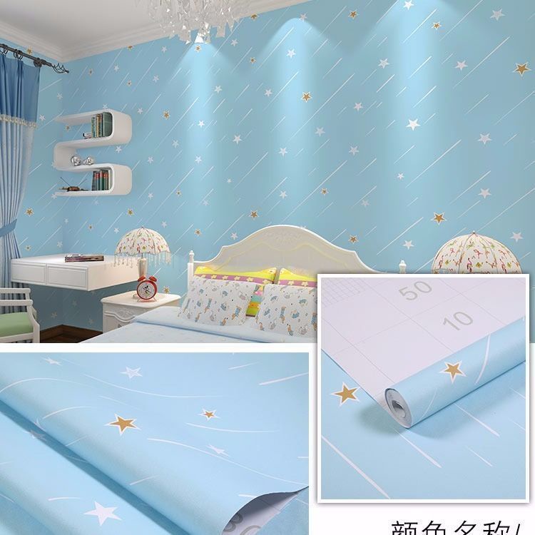 Waterproof Trendy PVC Dormitory Bedroom Self-Adhesive Wallpaper Instant Warm Furniture